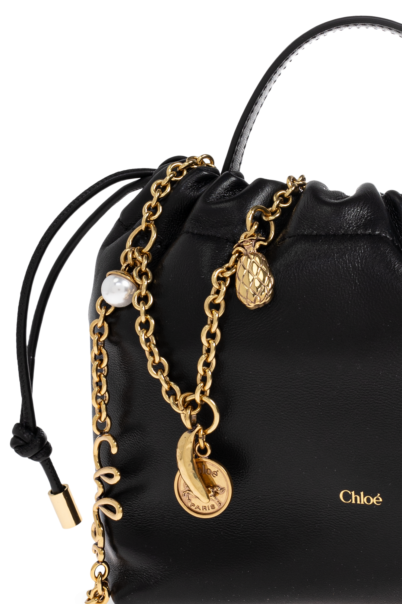 Chloe  ポシェット CHLOÉ Embossed leather-trimmed raffia-like bucket bag | NET-A-PORTER